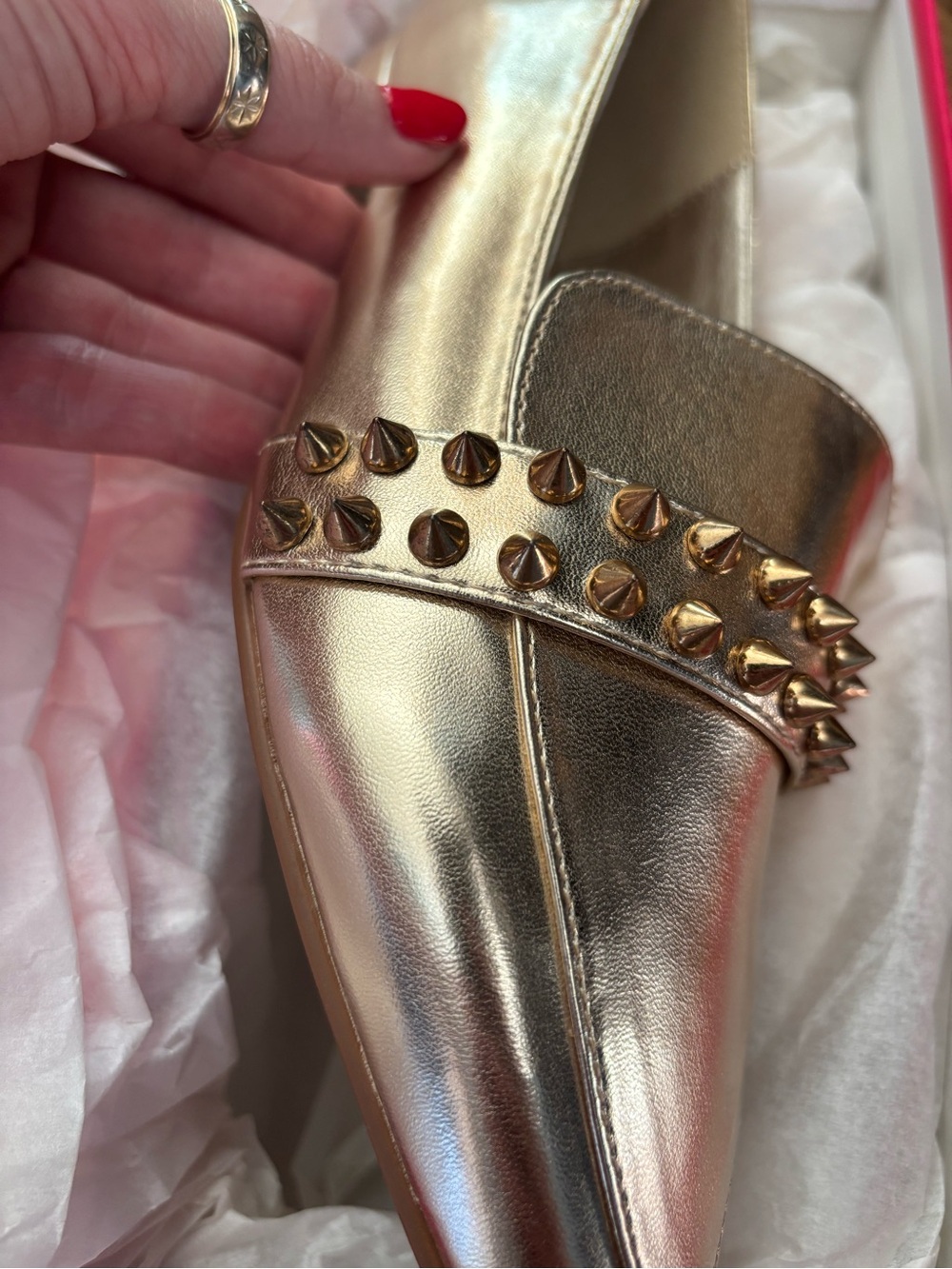 Metallic Gold Studded Women's Loafer